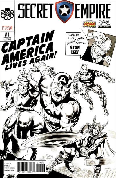 Cover for Secret Empire (Marvel, 2017 series) #1 [Mike Perkins 'Stan Lee Box' Black and White Exclusive]