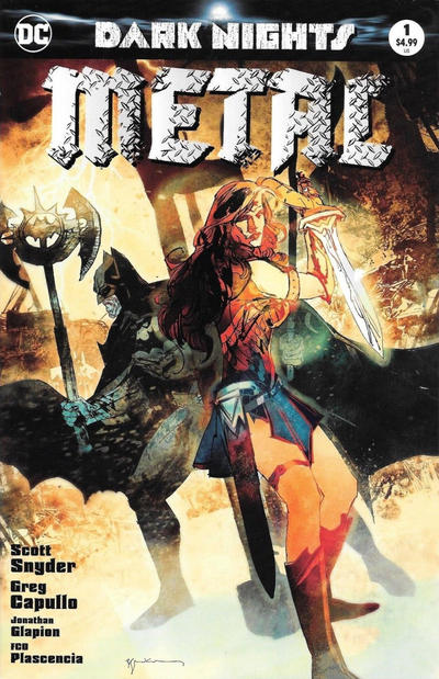 Cover for Dark Nights: Metal (DC, 2017 series) #1 [Forbidden Planet / Jetpack Comics Bill Sienkiewicz Color Cover]