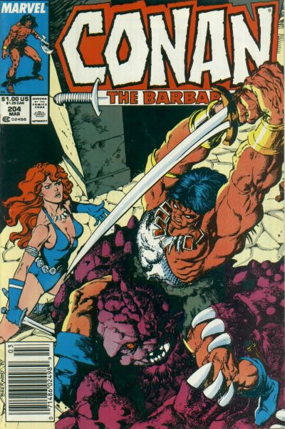 Cover for Conan the Barbarian (Marvel, 1970 series) #204 [Newsstand]