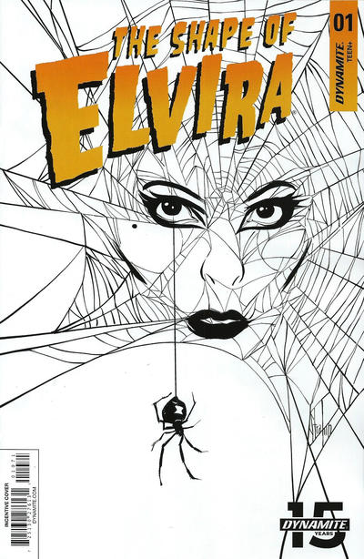 Cover for Elvira: The Shape of Elvira (Dynamite Entertainment, 2019 series) #1 [Cover G Black and White Kyle Strahm]