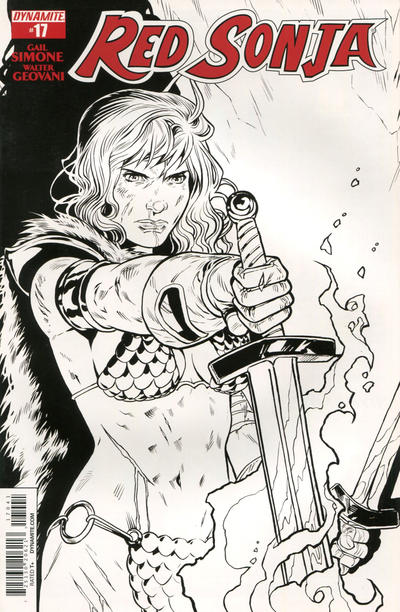 Cover for Red Sonja (Dynamite Entertainment, 2013 series) #17 [Black & White Retailer Incentive Cover - Rebekah Isaacs]