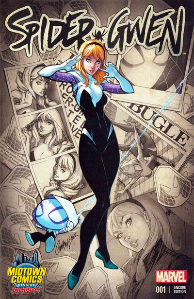 Cover for Spider-Gwen (Marvel, 2015 series) #1 [Encore Edition - Second Printing - Midtown Comics Exclusive! - J. Scott Campbell Cover]