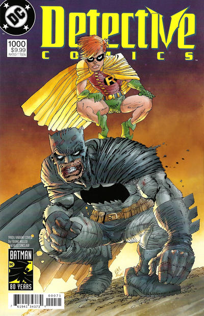 Cover for Detective Comics (DC, 2011 series) #1000 [1980s Variant Cover by Frank Miller and Alex Sinclair]