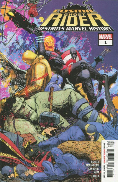 Cover for Cosmic Ghost Rider Destroys Marvel History (Marvel, 2019 series) #1 [Gerardo Zaffino]