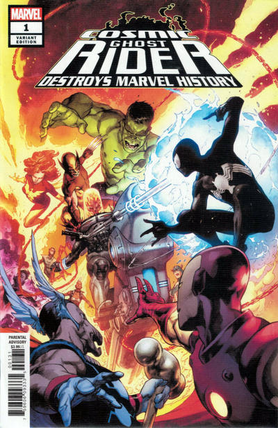 Cover for Cosmic Ghost Rider Destroys Marvel History (Marvel, 2019 series) #1 [Jerome Opeña 1:50 Incentive Cover]