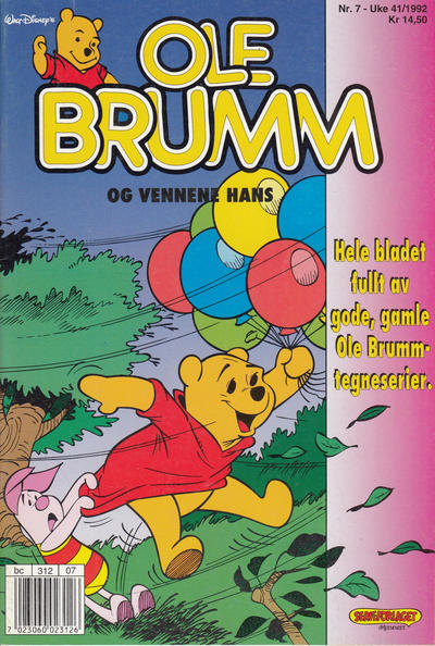 Cover for Ole Brumm (Hjemmet / Egmont, 1981 series) #7/1992