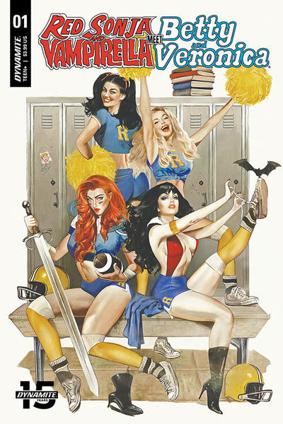 Cover for Red Sonja and Vampirella Meet Betty and Veronica (Dynamite Entertainment, 2019 series) #1 [Exclusive Alternate Virgin Cover Art by Shannon Maer]