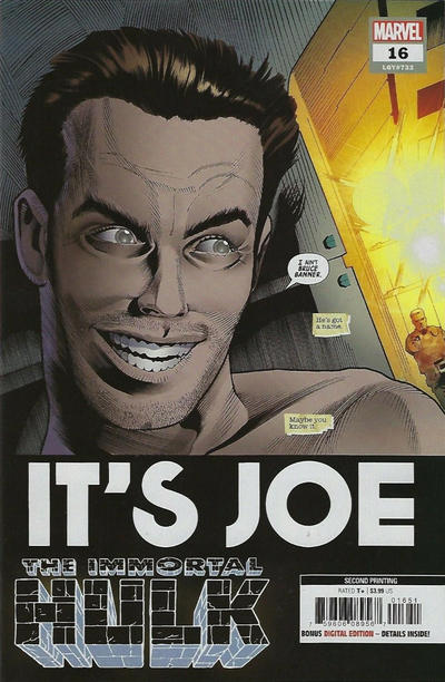 Cover for Immortal Hulk (Marvel, 2018 series) #16 [Second Printing - Joe Bennett "It's Joe"]