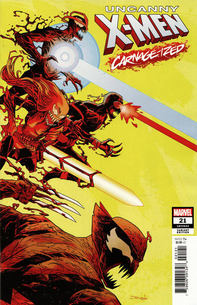 Cover for Uncanny X-Men (Marvel, 2019 series) #21 (643) [Declan Shalvey 'Carnage-Ized']