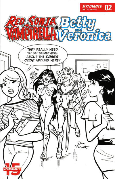 Cover for Red Sonja and Vampirella Meet Betty and Veronica (Dynamite Entertainment, 2019 series) #2 [Cover D Dan Parent]