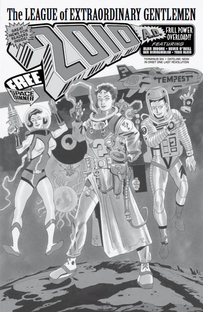 Cover for The League of Extraordinary Gentlemen: The Tempest (Top Shelf Productions / Knockabout Comics, 2018 series) #6 [Cover RI - Kevin O'Neill Black and White]