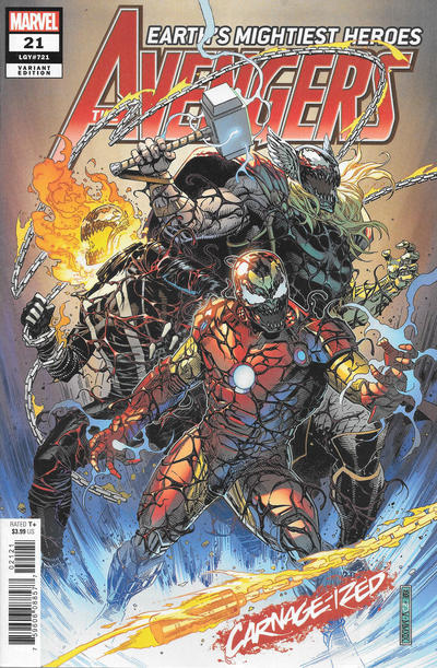 Cover for Avengers (Marvel, 2018 series) #21 (721) [Jim Cheung 'Carnage-ized']