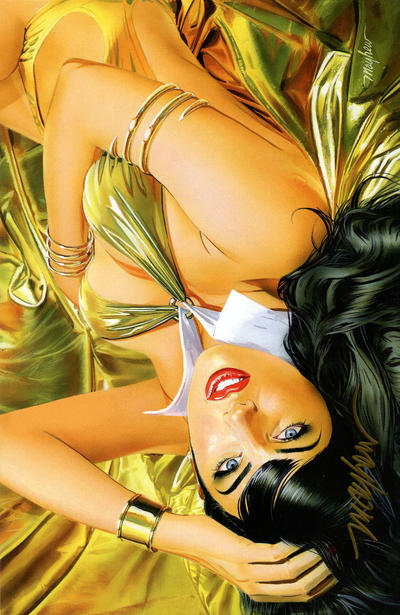 Cover for Vampirella (Dynamite Entertainment, 2019 series) #1 [Mike Mayhew Exclusive Gold Art Cover]