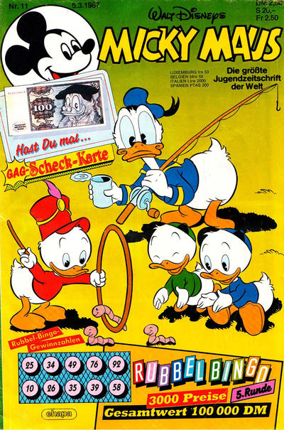 Cover for Micky Maus (Egmont Ehapa, 1951 series) #11/1987 [Mit Zahlen]