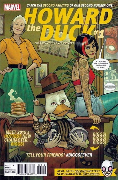 Cover for Howard the Duck (Marvel, 2016 series) #1 [Second Printing Joe Quinones Cover]