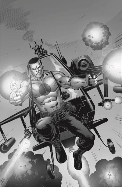 Cover for Bloodshot (Valiant Entertainment, 2019 series) #1 [Shazam Comics and Toys - Black and White - Joe Gri and Barry Kitson]