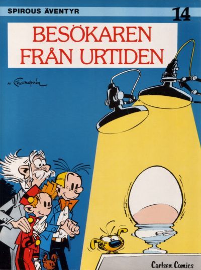 Cover for Spirous äventyr (Carlsen/if [SE], 1974 series) #14 - Besökaren från urtiden [2:a upplagan, 1986]