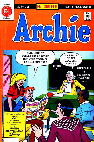 Cover for Archie (Editions Héritage, 1971 series) #118