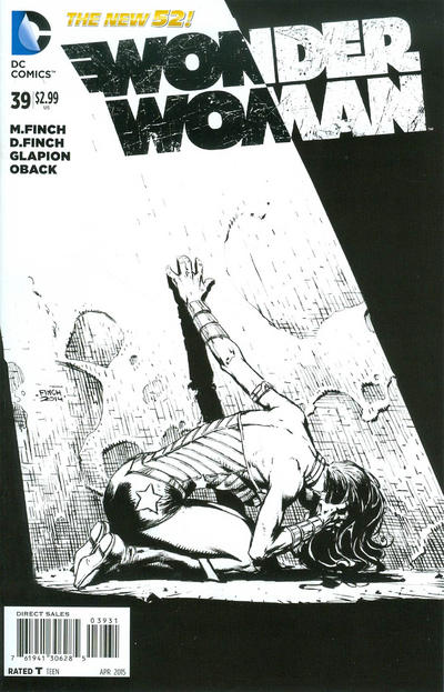 Cover for Wonder Woman (DC, 2011 series) #39 [David Finch / Matt Banning Black & White Cover]