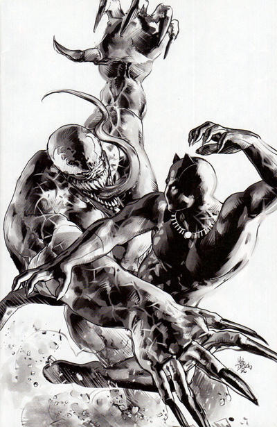 Cover for Black Panther (Marvel, 2018 series) #1 [Mike Deodato Jr. Black and White Virgin Art]