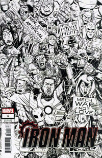 Cover Thumbnail for Iron Man 2020 (Marvel, 2020 series) #1 [Nick Roche 'Party' Black and White]