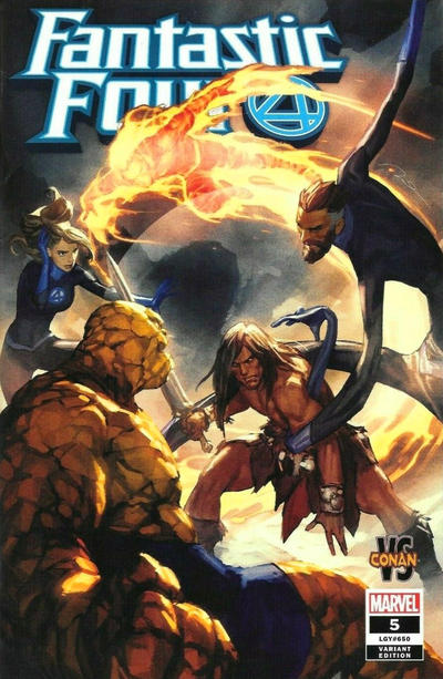 Cover for Fantastic Four (Marvel, 2018 series) #5 (650) [Gerald Parel 'Conan vs. Marvel Heroes']
