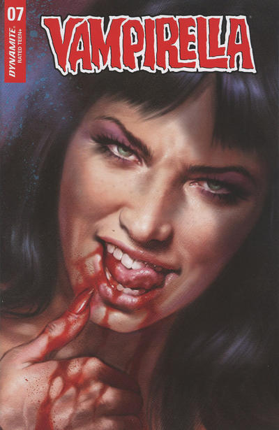 Cover for Vampirella (Dynamite Entertainment, 2019 series) #7 [FOC Sneak Peek Art by Lucio Parrillo]