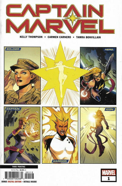 Cover for Captain Marvel (Marvel, 2019 series) #1 [Third Printing - Carmen Carnero]