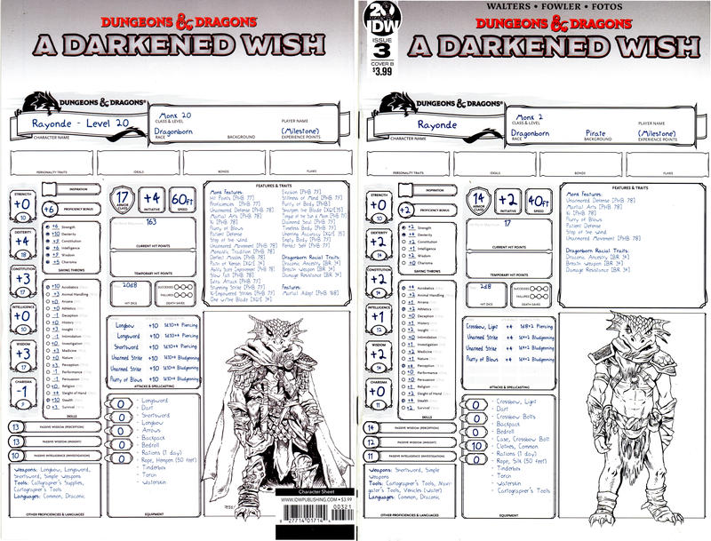 Cover for Dungeons & Dragons: A Darkened Wish (IDW, 2019 series) #3 [Cover B - Tess Fowler (Character Sheet)]