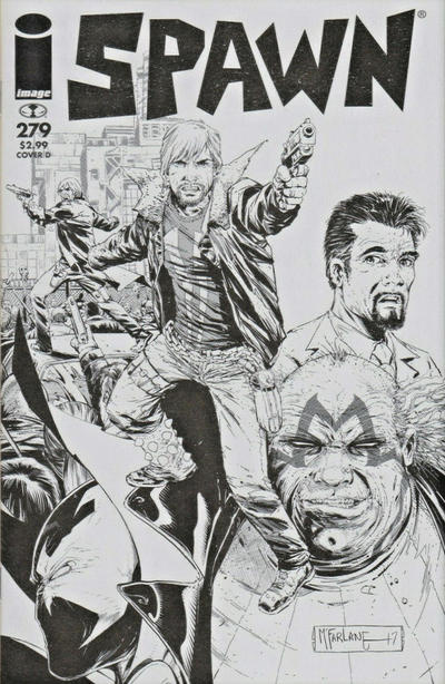 Cover for Spawn (Image, 1992 series) #279 [Cover D - Black and White Walking Dead Tribute]