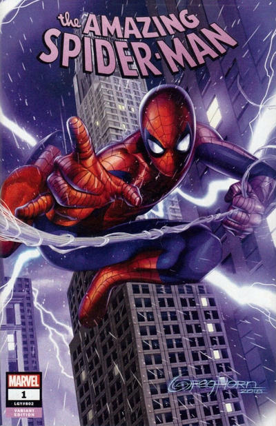 Cover for Amazing Spider-Man (Marvel, 2018 series) #1 (802) [Variant Edition - Elite Comics Exclusive - Gerald Parel Virgin Cover]