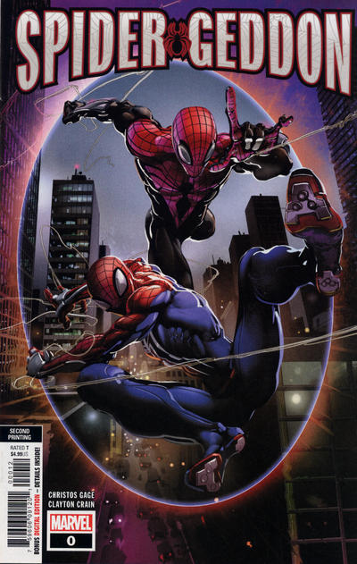 Cover for Spider-Geddon (Marvel, 2018 series) #0 [Second Printing - Clayton Crain Cover]