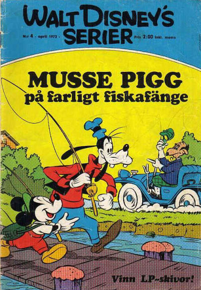 Cover for Walt Disney's serier (Hemmets Journal, 1962 series) #4/1972 - Musse Pigg på farligt fiskafänge