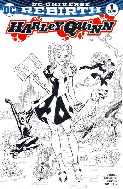 Cover for Harley Quinn (DC, 2016 series) #1 [Emerald City Comics Amanda Conner Black and White Cover]