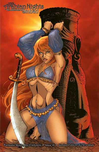 Cover for 1001 Arabian Nights: The Adventures of Sinbad (Zenescope Entertainment, 2008 series) #1 [Fantastic Realm Exclusive Color Variant - Randy Queen]