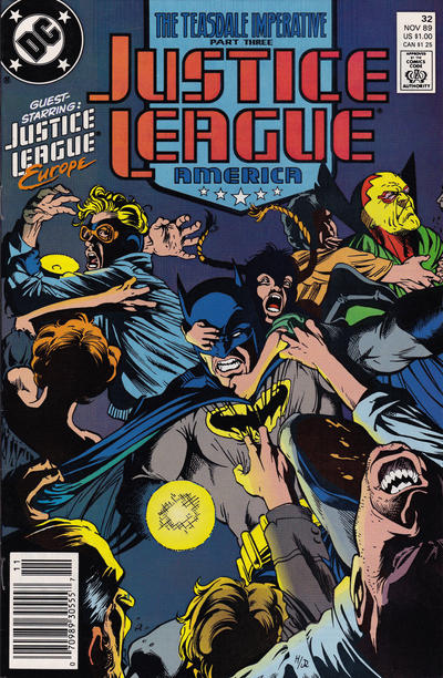 Cover for Justice League America (DC, 1989 series) #32 [Newsstand]