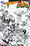 Cover for Justice League / Power Rangers (DC, 2017 series) #1 [Gamestop Yanick Paquette Black and White Cover]