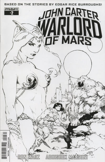 Cover for John Carter, Warlord of Mars (Dynamite Entertainment, 2014 series) #2 [Cover F - Ed Benes Retailer Incentive Black and White Variant]