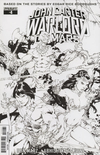 Cover for John Carter, Warlord of Mars (Dynamite Entertainment, 2014 series) #4 [Ed Benes Retailer Incentive Black and White Variant]