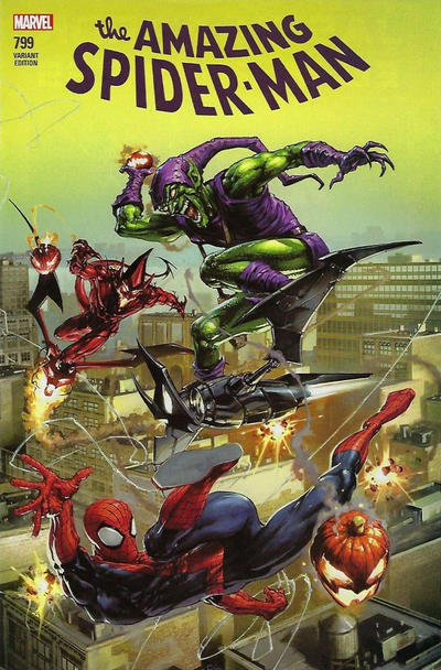Cover for Amazing Spider-Man (Marvel, 2015 series) #799 [Variant Edition - ComicXposure Exclusive - Clayton Crain Connecting Cover]
