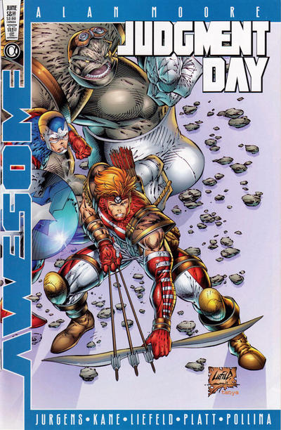 Cover for Judgment Day Alpha (Awesome, 1997 series) #1 [Rob Liefeld Blue Border Cover]