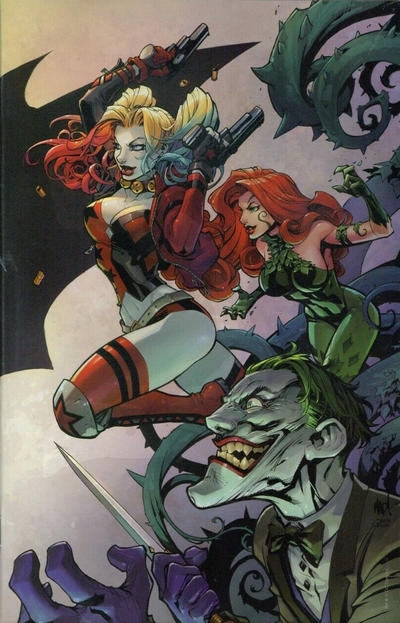 Cover for Batman (DC, 2016 series) #50 [4ColorBeast.com Joe Madureira Connecting Cover - Joker, Harley Quinn and Poison Ivy]