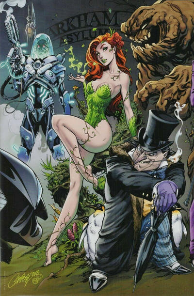 Cover for Batman (DC, 2016 series) #50 [JScottCampbell.com Exclusive Connecting Variant Cover - Penguin, Poison Ivy, Mister Freeze, and Clayface]