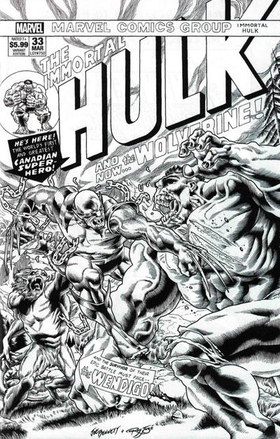 Cover for Immortal Hulk (Marvel, 2018 series) #33 [Joe Bennett Black and White Homage]