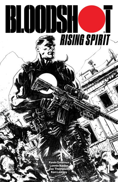 Cover for Bloodshot Rising Spirit (Valiant Entertainment, 2018 series) #1 [Stadium Comics - Black and White - Adam Gorham]