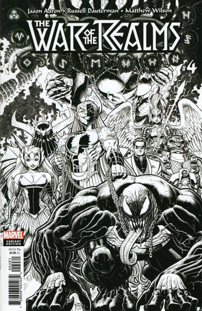 Cover for War of the Realms (Marvel, 2019 series) #4 [Arthur Adams Black and White]