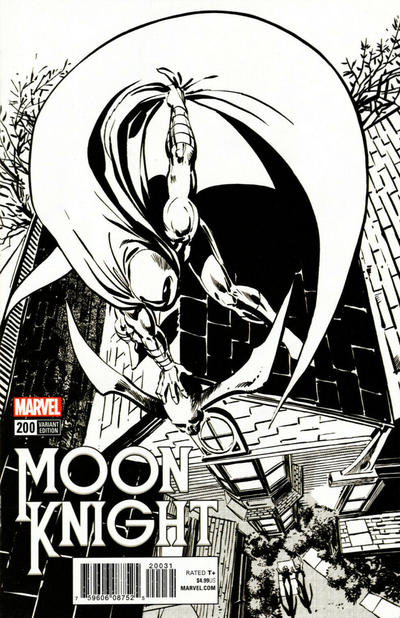 Cover for Moon Knight (Marvel, 2016 series) #200 [Bill Sienkiewicz 'Remastered' Black and White]