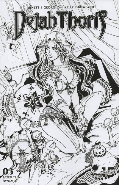 Cover for Dejah Thoris (Dynamite Entertainment, 2019 series) #3 [Incentive Black and White Cover Sanya Anwar]