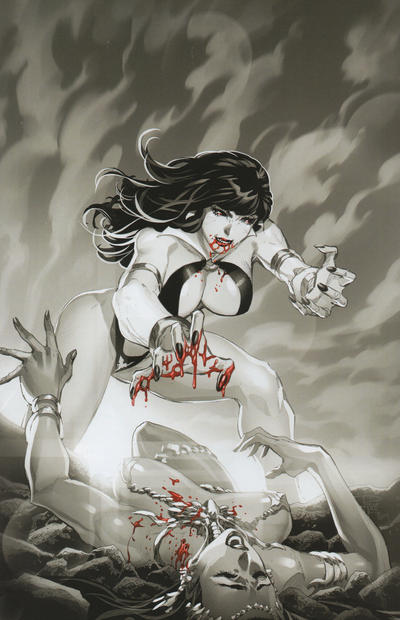Cover for Vampirella / Dejah Thoris (Dynamite Entertainment, 2018 series) #1 [Cover X Philip Tan Black and White Bloody Virgin Mega Gaming and Comics Exclusive]