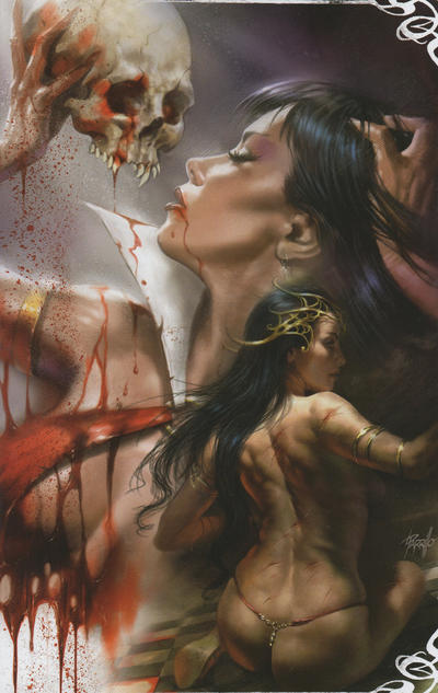 Cover for Vampirella / Dejah Thoris (Dynamite Entertainment, 2018 series) #1 [Cover Q Lucio Parrillo Virgin Dan Scott Collectibles Exclusive]